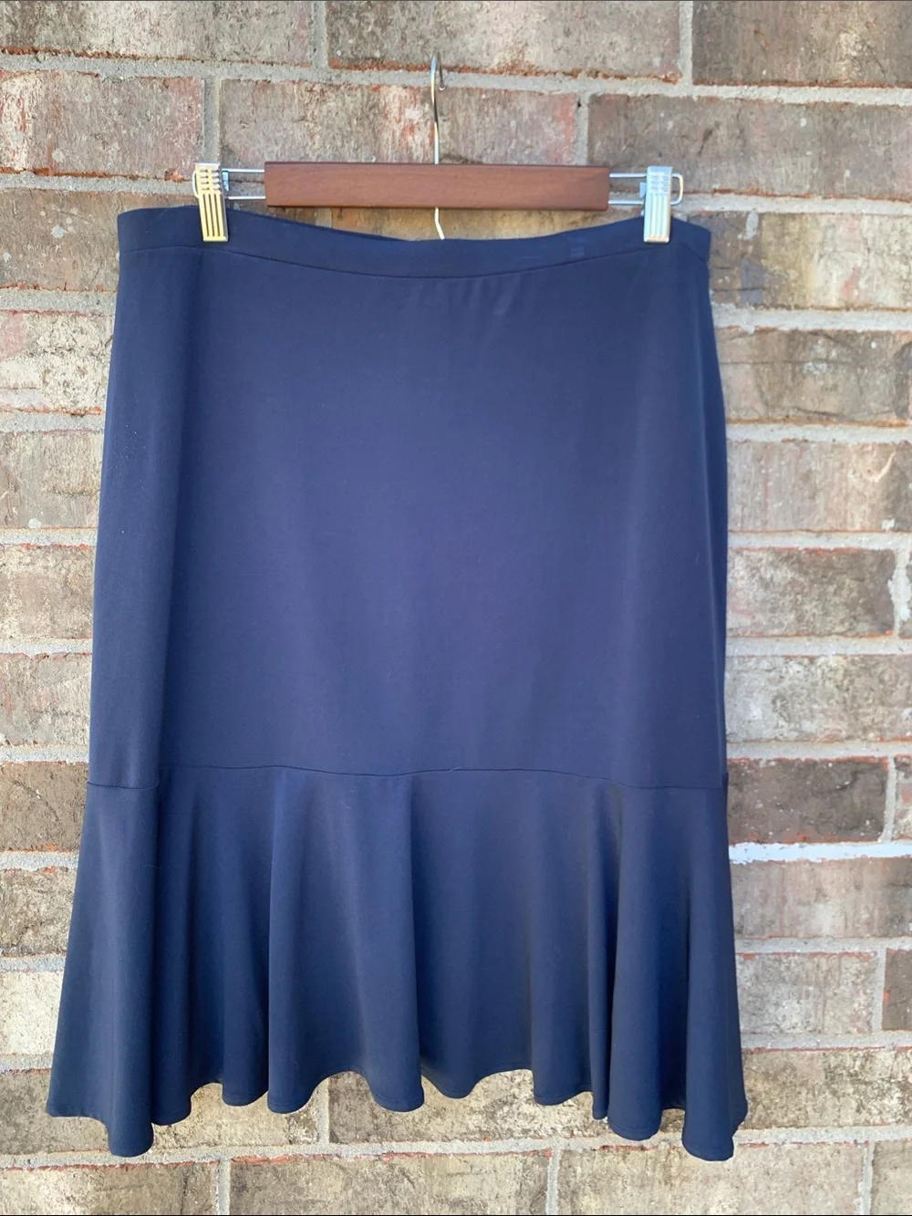 Take 50% OFF- George Stretch Navy Flounce Hem Skirt - Women, Size-L